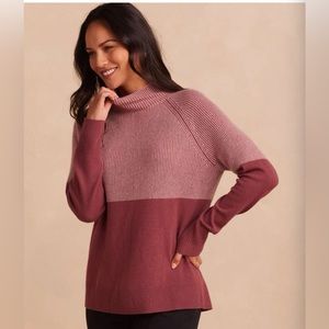 Summersalt The Luxe Cashmere Blend Two-Tone Sweater - Rosewood/Shell size 1XL